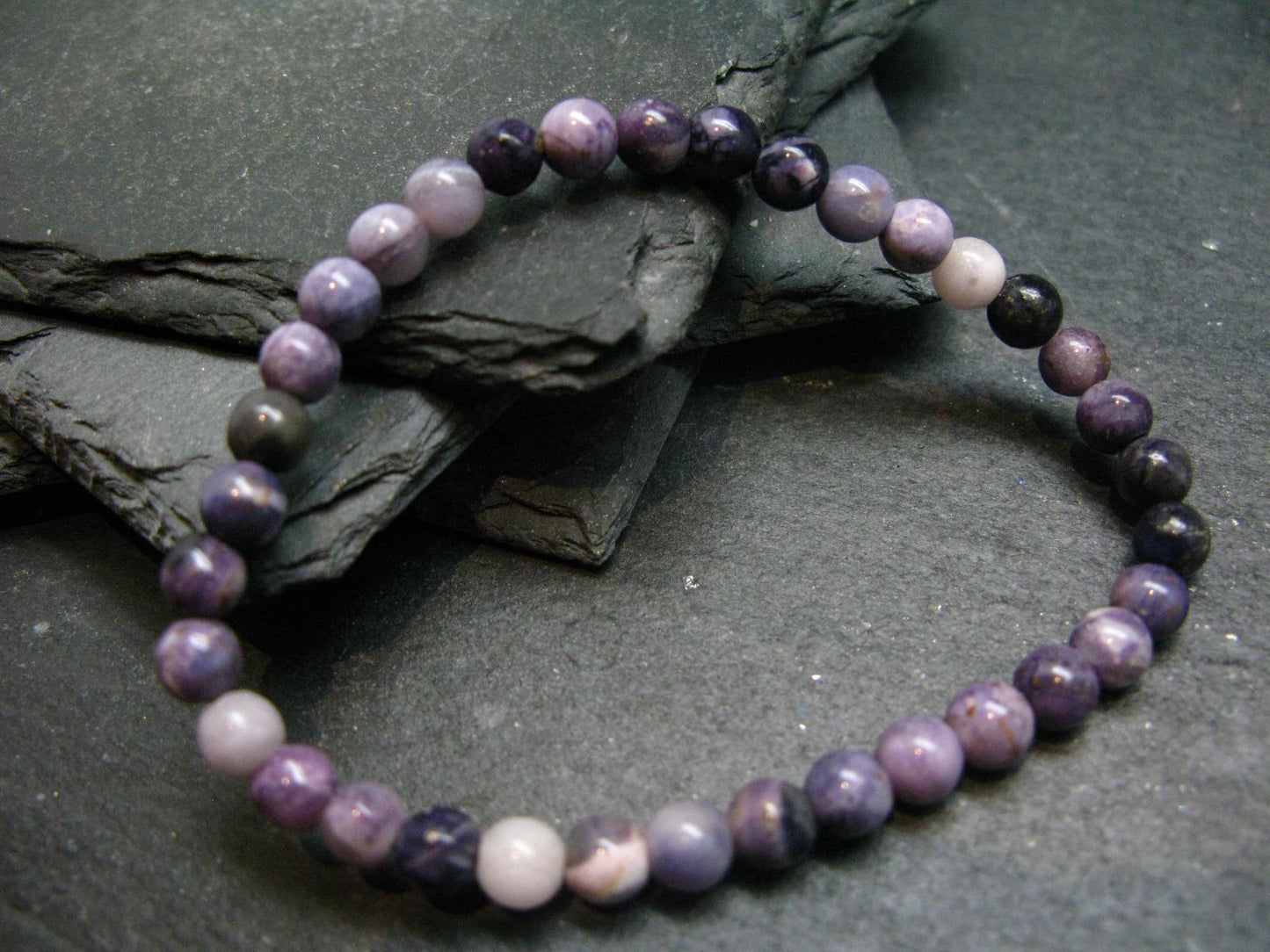 Tiffany Stone Violet Opal Genuine Bracelet ~ 7 Inches ~ 6mm Round Beads