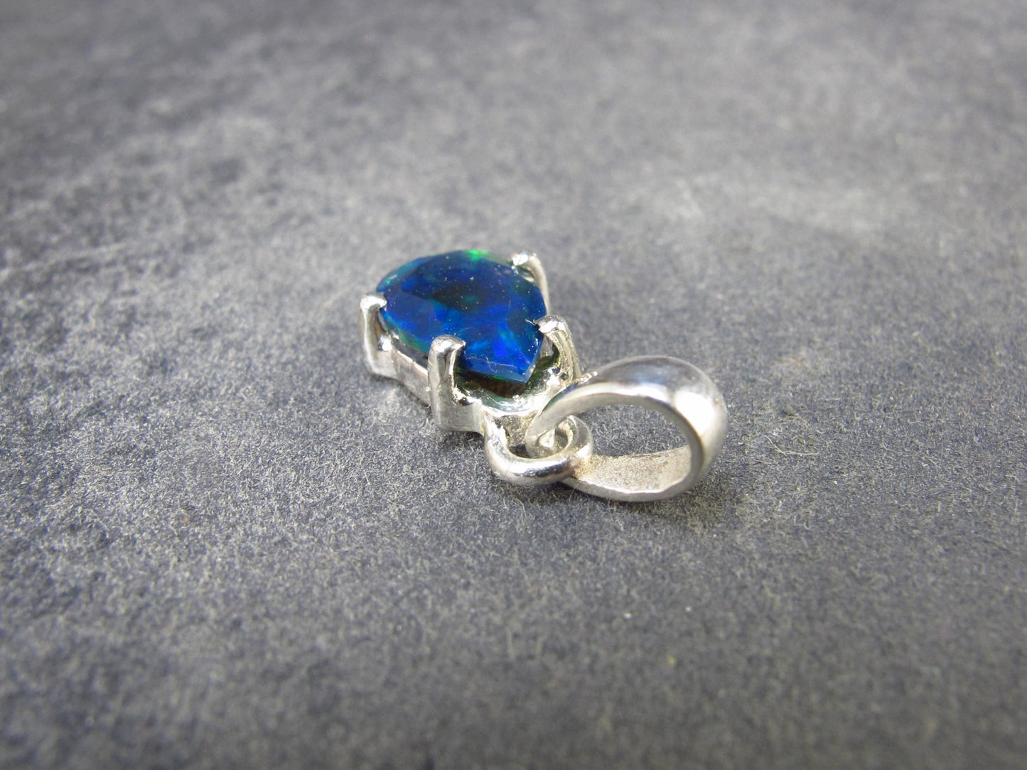Rare Black Opal Sterling Silver Pendant from Australia - 0.7" - 0.99 Grams