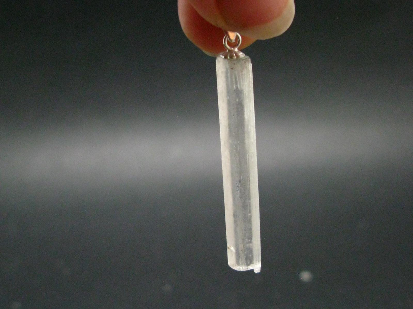 Rare Clear Natrolite Crystal Silver Pendant From Tanzania - 1.7" - 1.57 Grams