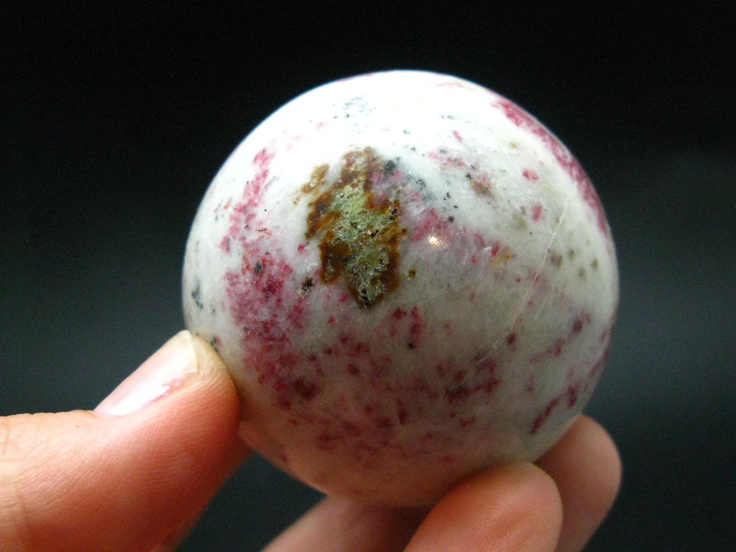 Large Cinnabar in Quartz Sphere from Peru - 125.48 Grams - 1.8"