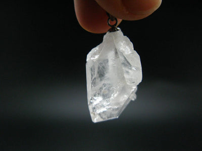 Faden Quartz Crystal Silver Pendant From Brazil - 1.3" - 5.28 Grams