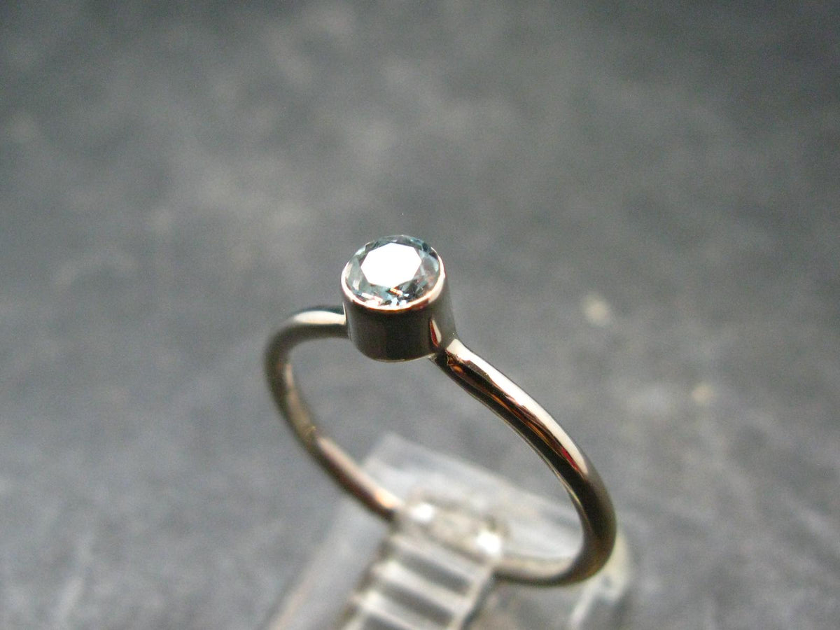 Genuine Facetted Aquamarine Gem Sterling Silver Ring - Size 7 - 1.69 Grams