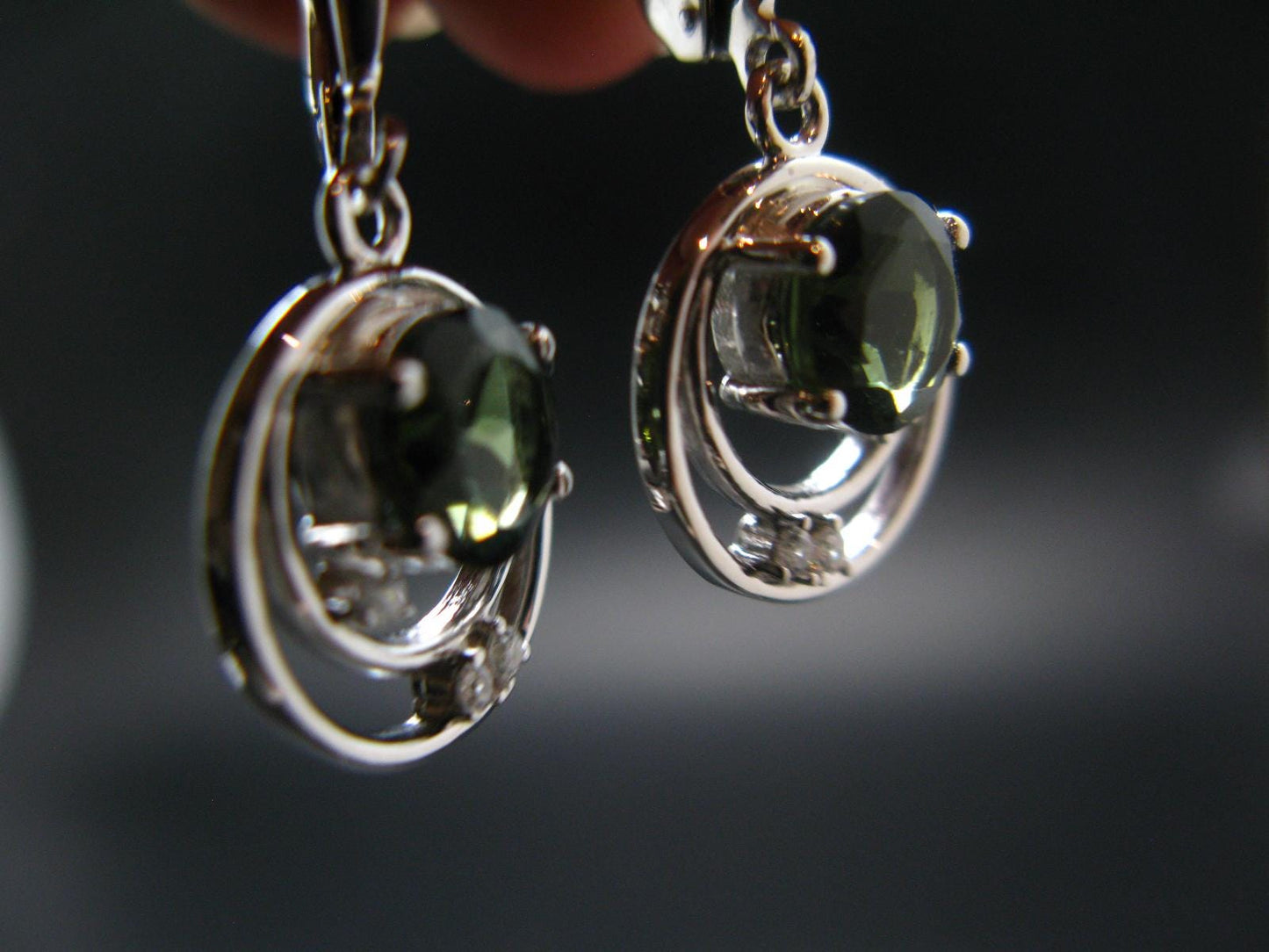 Moldavite Tektite Silver Earrings from Czech Republic - 4.29 Grams