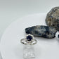 Blue Sapphire Halo Ring: Sterling Silver September Birthstone - Size 7