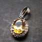 Yellow Citrine Gem Facetted Sterling Silver Pendant From Brazil With CZ - 0.7" - 1.40 Grams