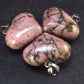 Lot of 3 Natural Rhodonite Puffed Heart Pendants from Canada