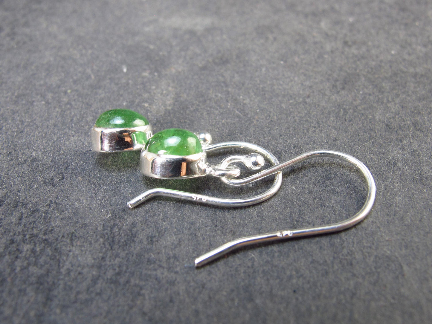 Tsavorite Gem Green Garnet Sterling Silver Earrings from Tanzania - 1.58 Grams