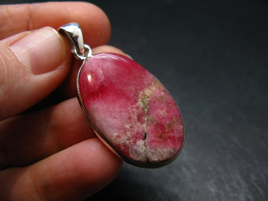 Rare Pink Tugtupite Sterling Silver Pendant From Greenland - 1.6" - 5.48 Grams