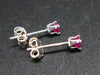 Cute Small Gem Round Faceted Rich Color Ruby Stud Earrings In Sterling Silver from Madagascar - 0.6"