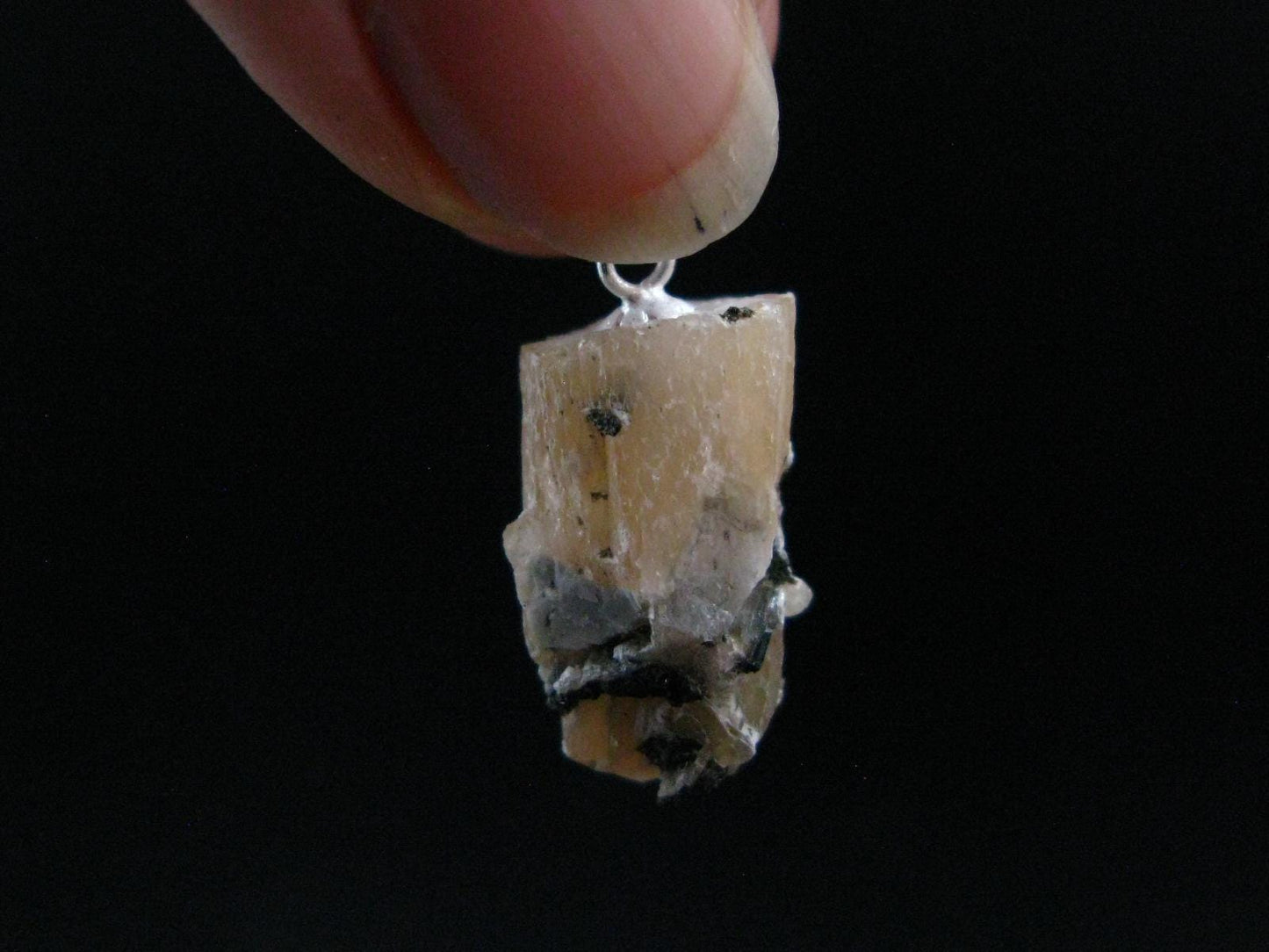 Natrolite Crystal Silver Pendant from Canada - 1.0" - 2.31 Grams