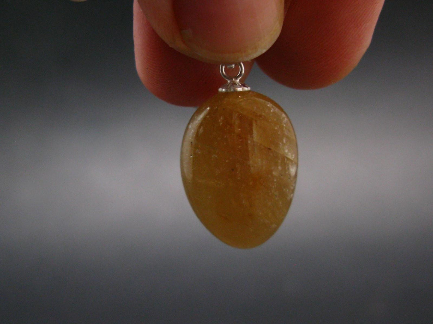Yellow Sapphire Corundum Polished Crystal Silver Pendant From Sri Lanka - 1.0" - 23.30 Carats