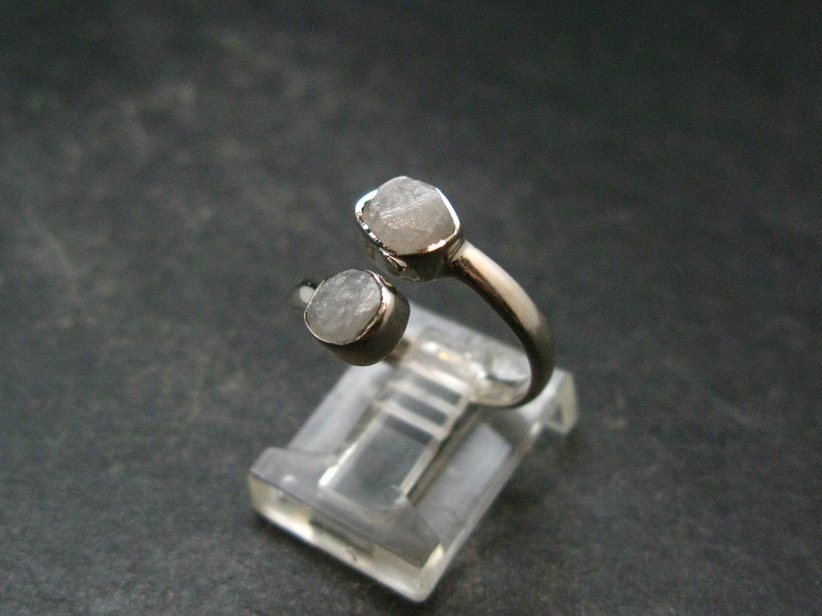 Very Rare White Cryolite 925 Silver Ring from Greenland - Size 8 - 2.32 Grams