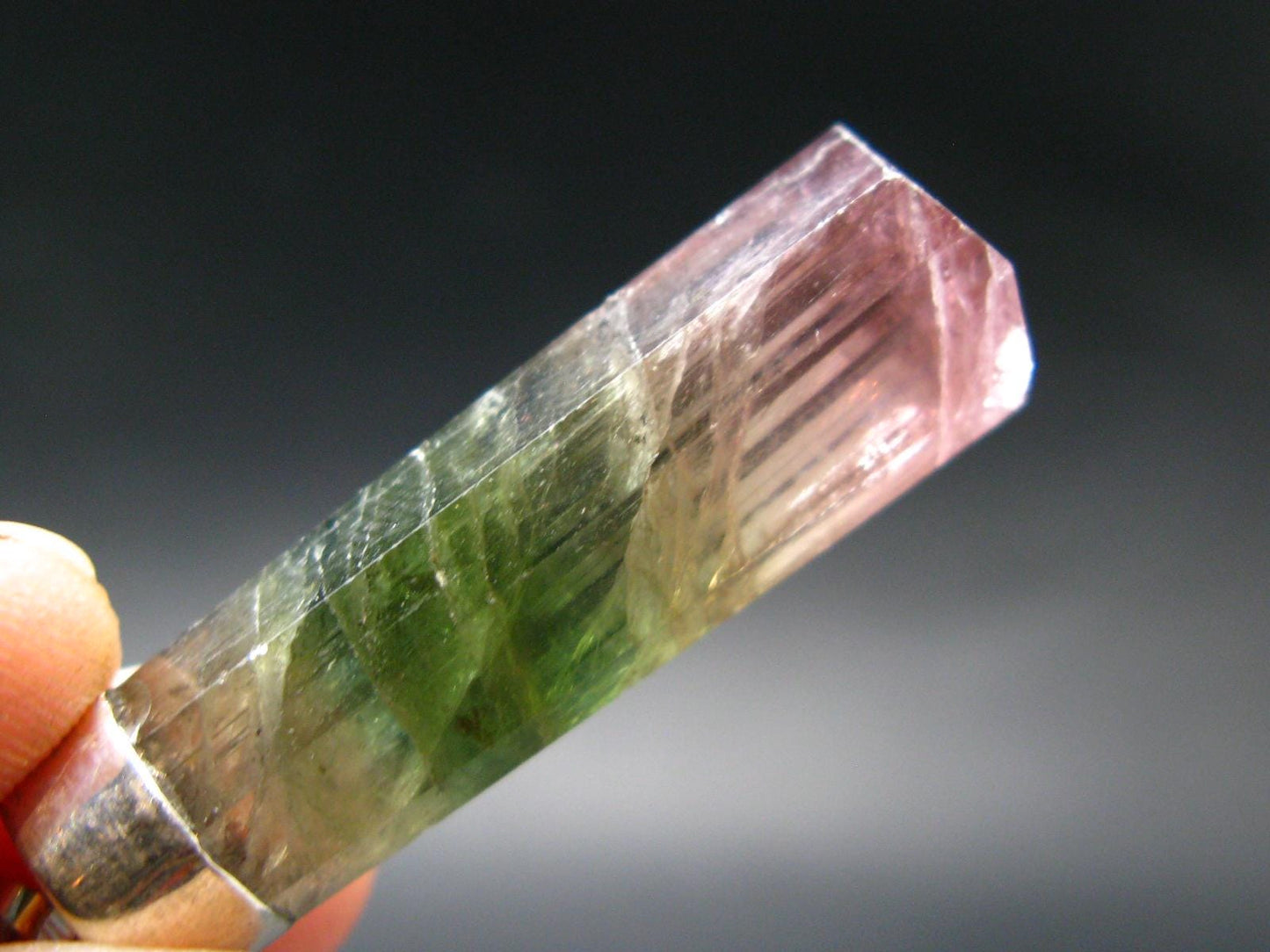 Gem Watermelon Tourmaline Crystal Silver Pendant From Brazil - 1.9" - 10.20 Grams