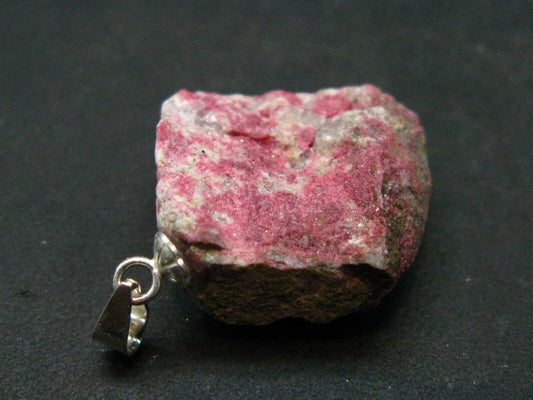 Rare Raw Deep Pink Thulite Silver Pendant From Norway - 1.2" - 5.14 Grams