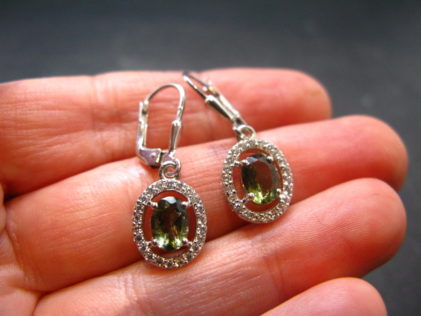 Moldavite Tektite Silver Earrings from Czech Republic - 3.0 Grams