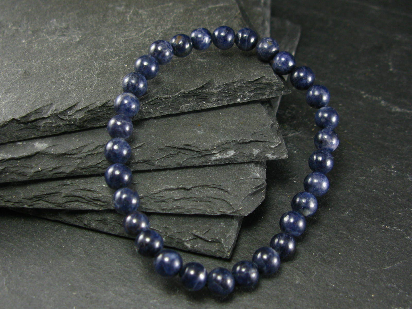 Blue Sapphire Genuine Bracelet ~ 7 Inches ~ 6mm Round Beads