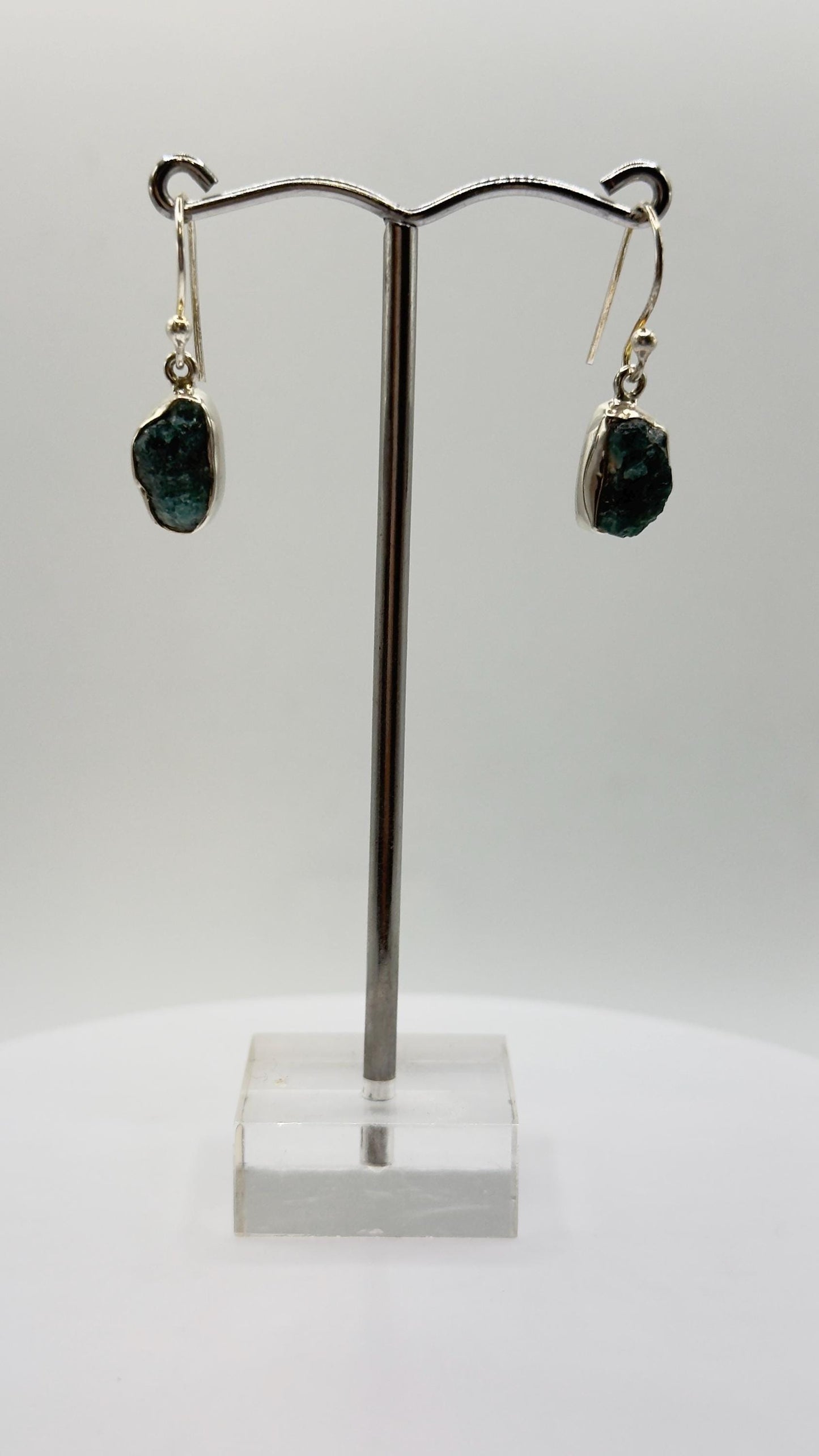 Grandidierite Earrings Blue Green Gemstone Dangle Earrings Raw Stone Silver Jewelry Gift