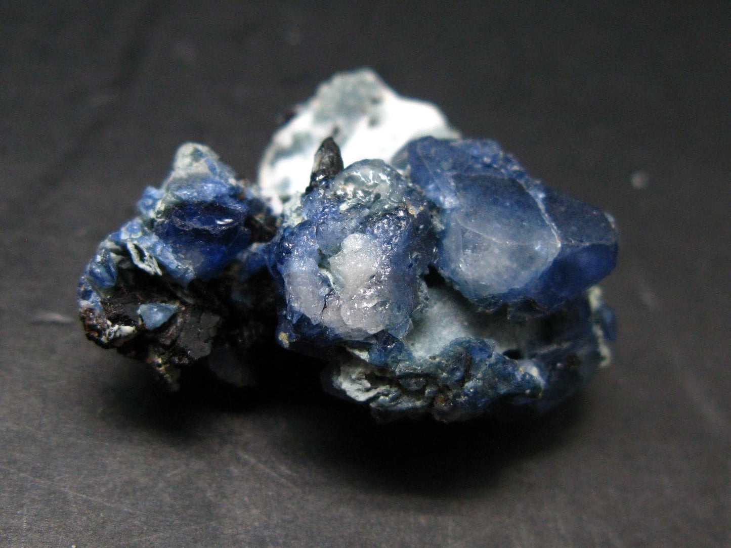 Beautiful Benitoite and Neptunite on Natrolite Cluster From California - 1.4"