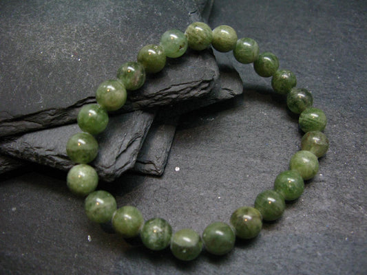 Green Kyanite Genuine Bracelet ~ 7 Inches ~ 8mm Round Beads