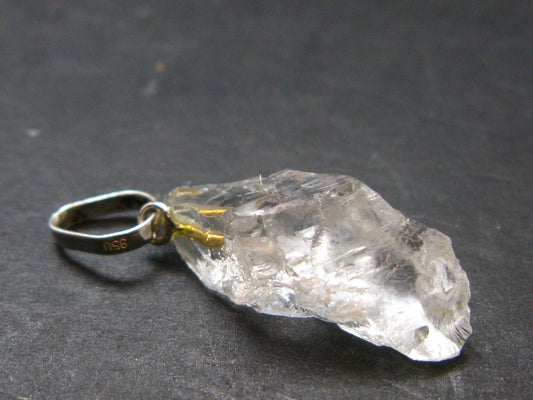 Goshenite Beryl Crystal 925 Silver Pendant From Brazil - 1.1" - 1.94 Grams
