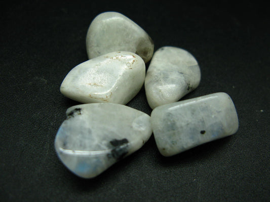 Lot of 5 tumbled natural Moonstone (Orthoclase Feldspar) crystals from India