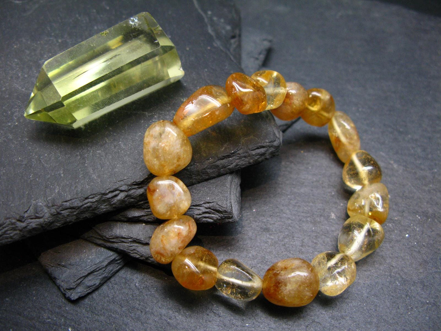 Citrine Genuine Bracelet ~ 7 Inches ~ 12mm Tumbled Beads