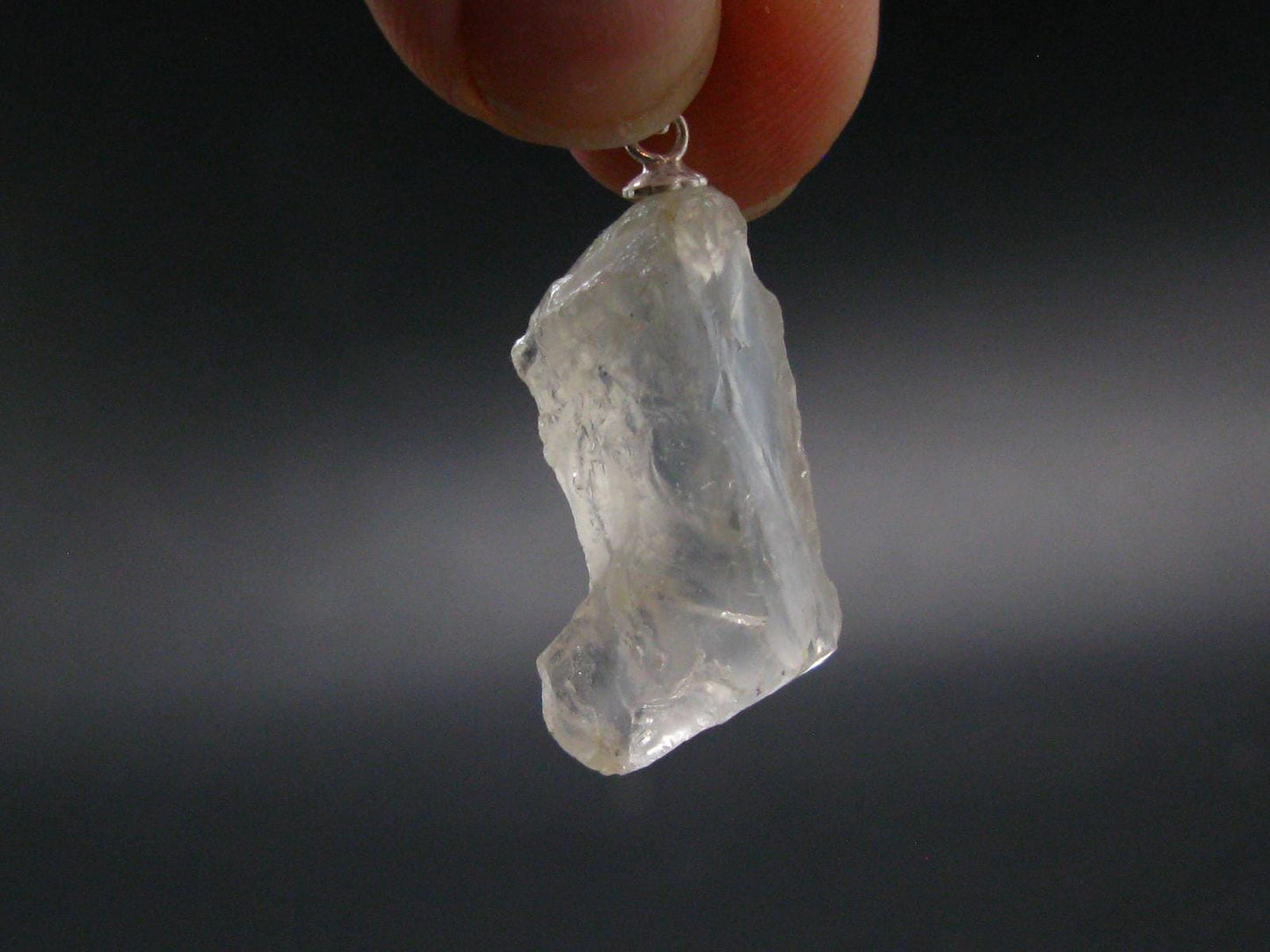Clear Petalite Crystal Silver Pendant from Brazil - 1.3" - 3.63 Grams