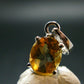 Yellow Citrine Gem Facetted Sterling Silver Pendant From Brazil - 0.8" - 1.47 Grams