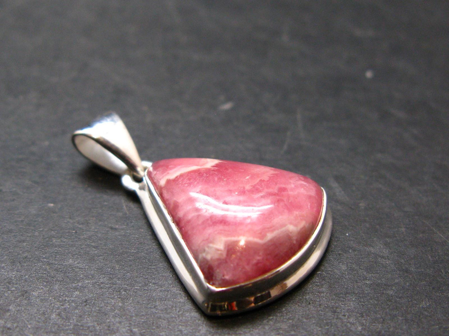 Rhodochrosite Silver Plated Pendant From Argentina - 1.2" - 5.81 Grams