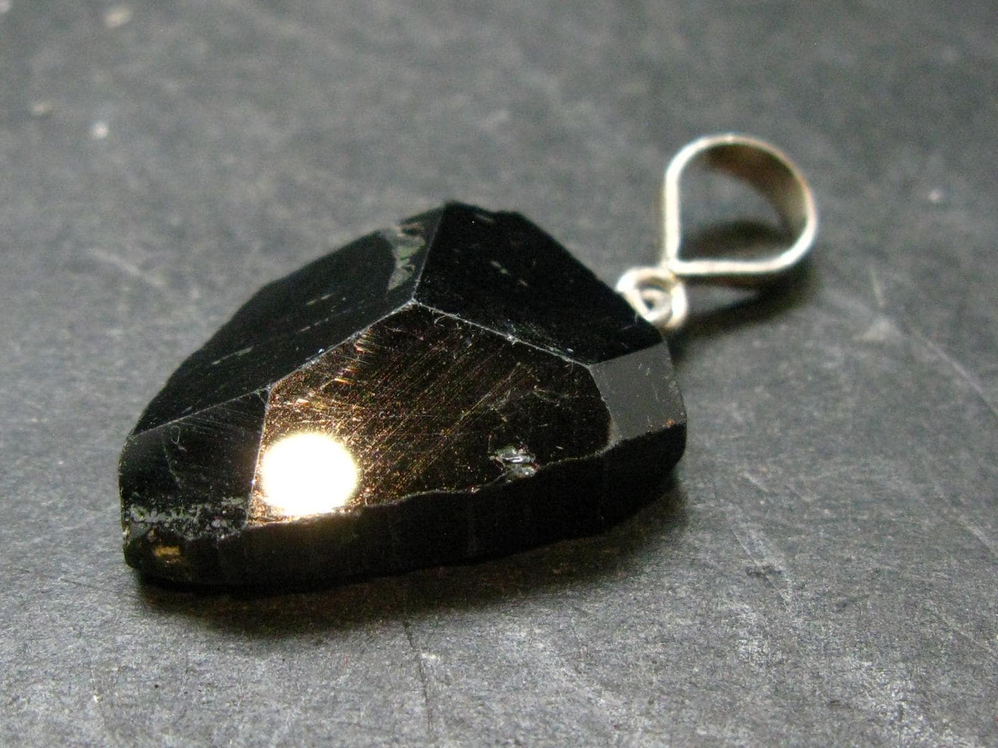 Black Tourmaline Schorl Silver Pendant From Brazil - 1.4" - 6.0 Grams