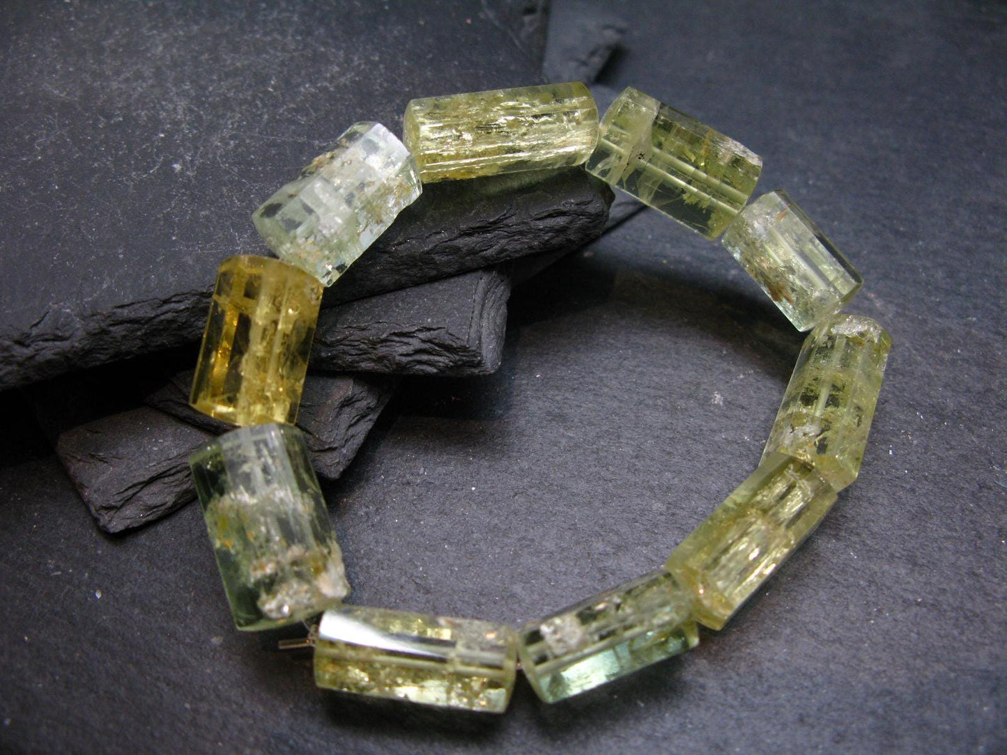 Heliodor Golden Beryl Genuine Bracelet ~ 7 Inches ~ 18mm Facetted Beads