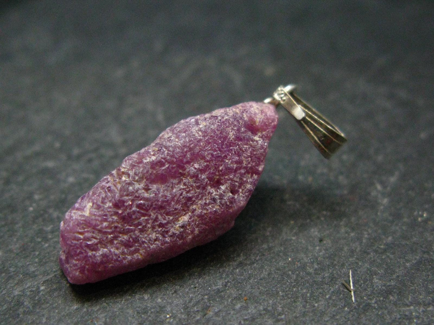 Rare Ruby Crystal Silver Pendant from India - 1.2"