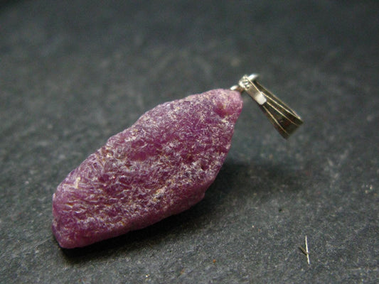 Rare Ruby Crystal Silver Pendant from India - 1.2"