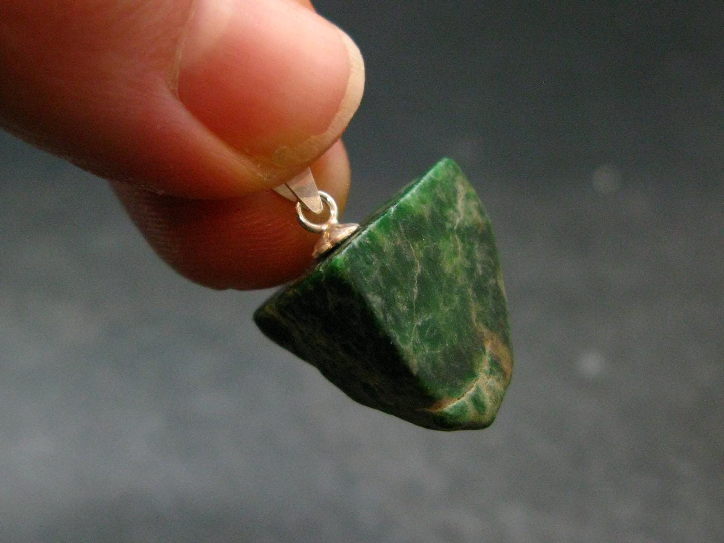 Extremely Rare Natural Maw Sit Sit Crystal Silver Pendant from Myanmar - 0.9" - 4.66 Grams