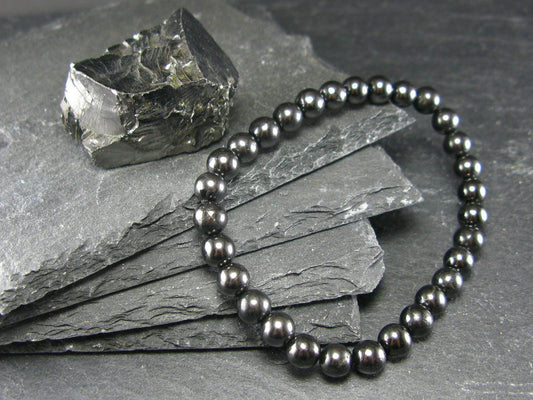 Shungite Genuine Bracelet ~ 7 Inches ~ 6mm Round Beads
