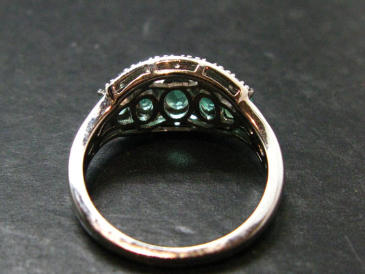 Emerald Faceted Silver Ring from Colombia - 3.23 Grams Total - Size 7