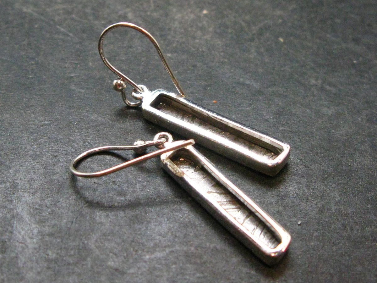 Muonionalusta Meteorite Earrings In Silver From Sweden - 1.5" - 4.03 Grams