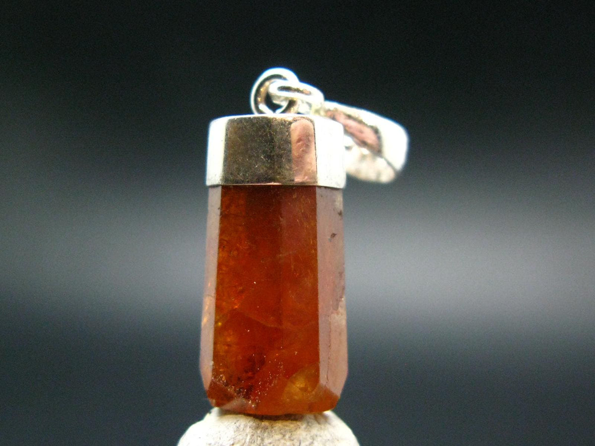Gem Hessonite Garnet Crystal Silver Pendant from Canada - 1.2" - 3.84 Grams