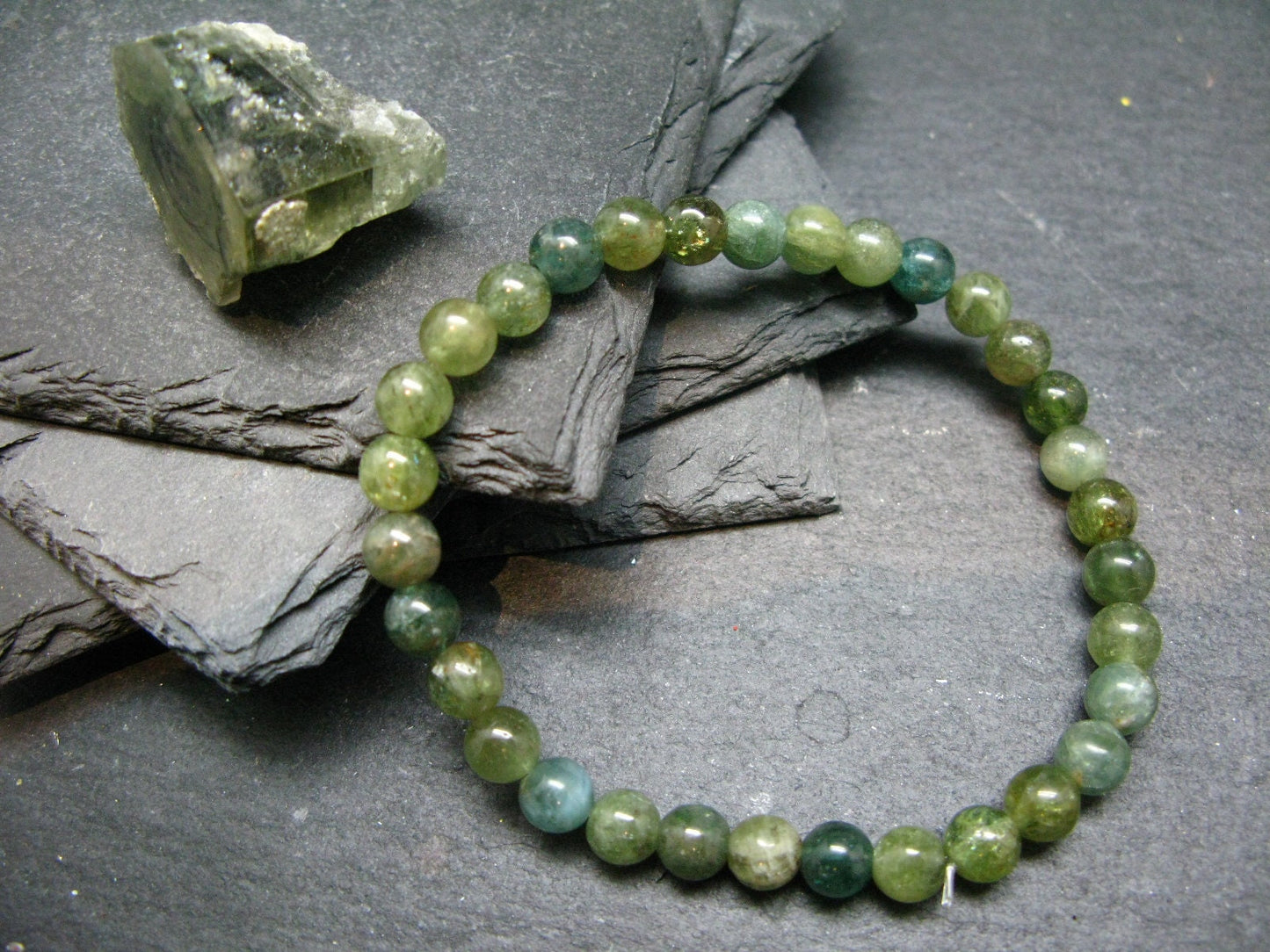 Rare Green Apatite Genuine Bracelet ~ 7 Inches ~ 6mm Round Beads