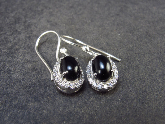 Black Onyx Tear Shaped Sterling Silver Dangle Earrings - 2.00 Grams
