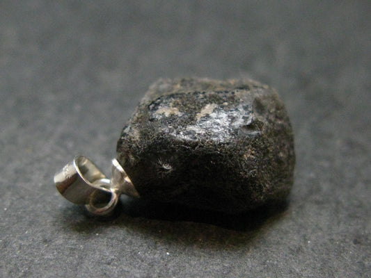 Apache Tear Obsidian Crystal Silver Pendant From Mexico - 0.8" - 2.17 Grams
