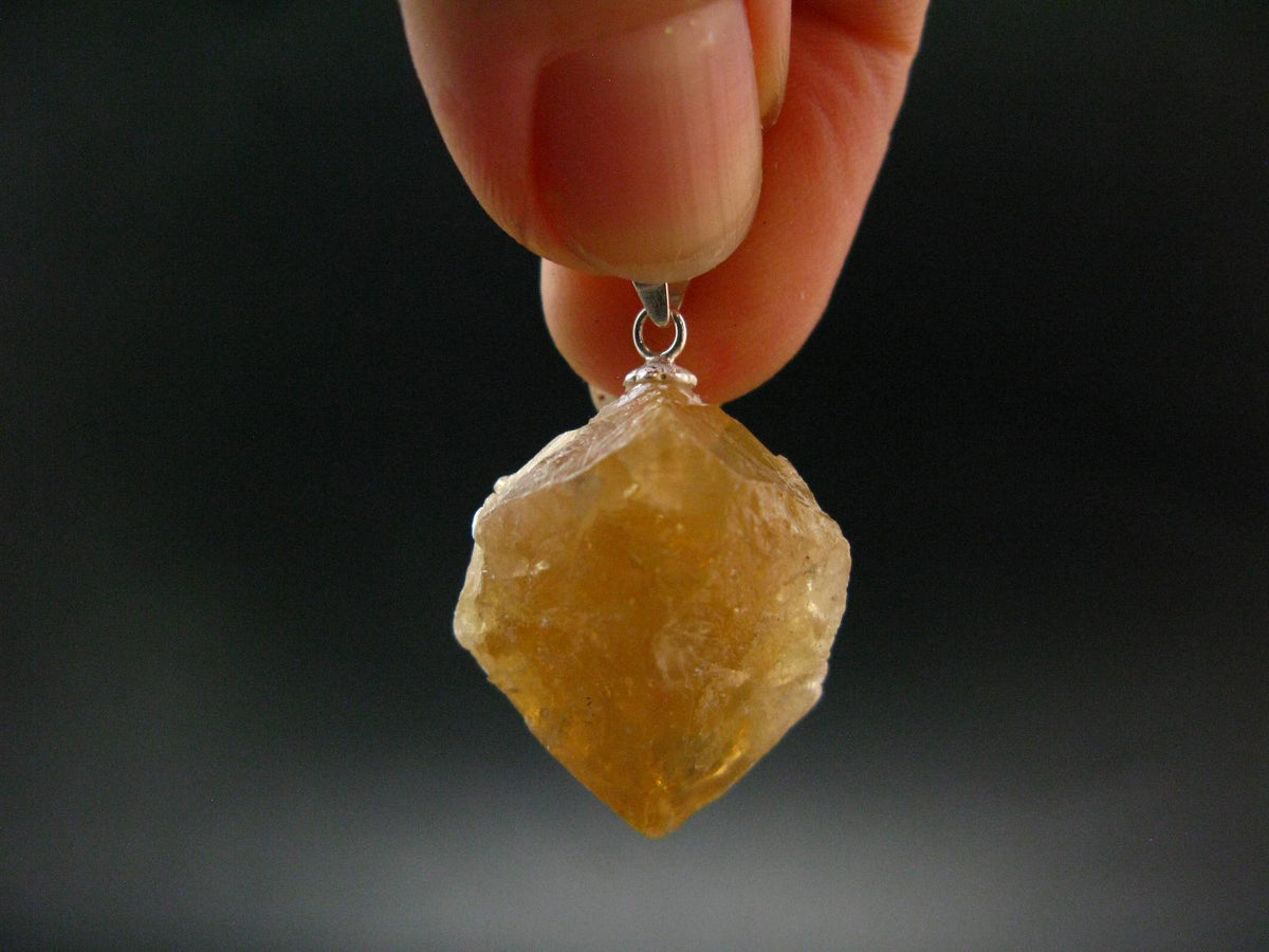 Scheelite Crystal Silver Pendant From China - 1.1" 15.23 Grams