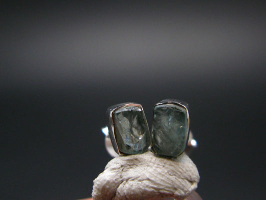 Blue Zircon Silver Stud Earrings from Cambodia - 1.23 Grams