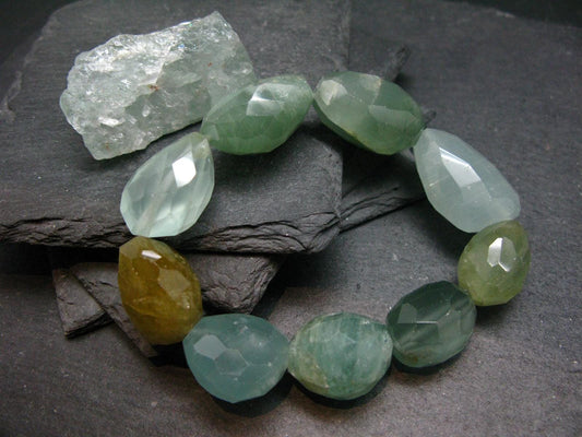 Aquamarine Genuine Bracelet ~ 7 Inches ~ 20mm Facetted Beads