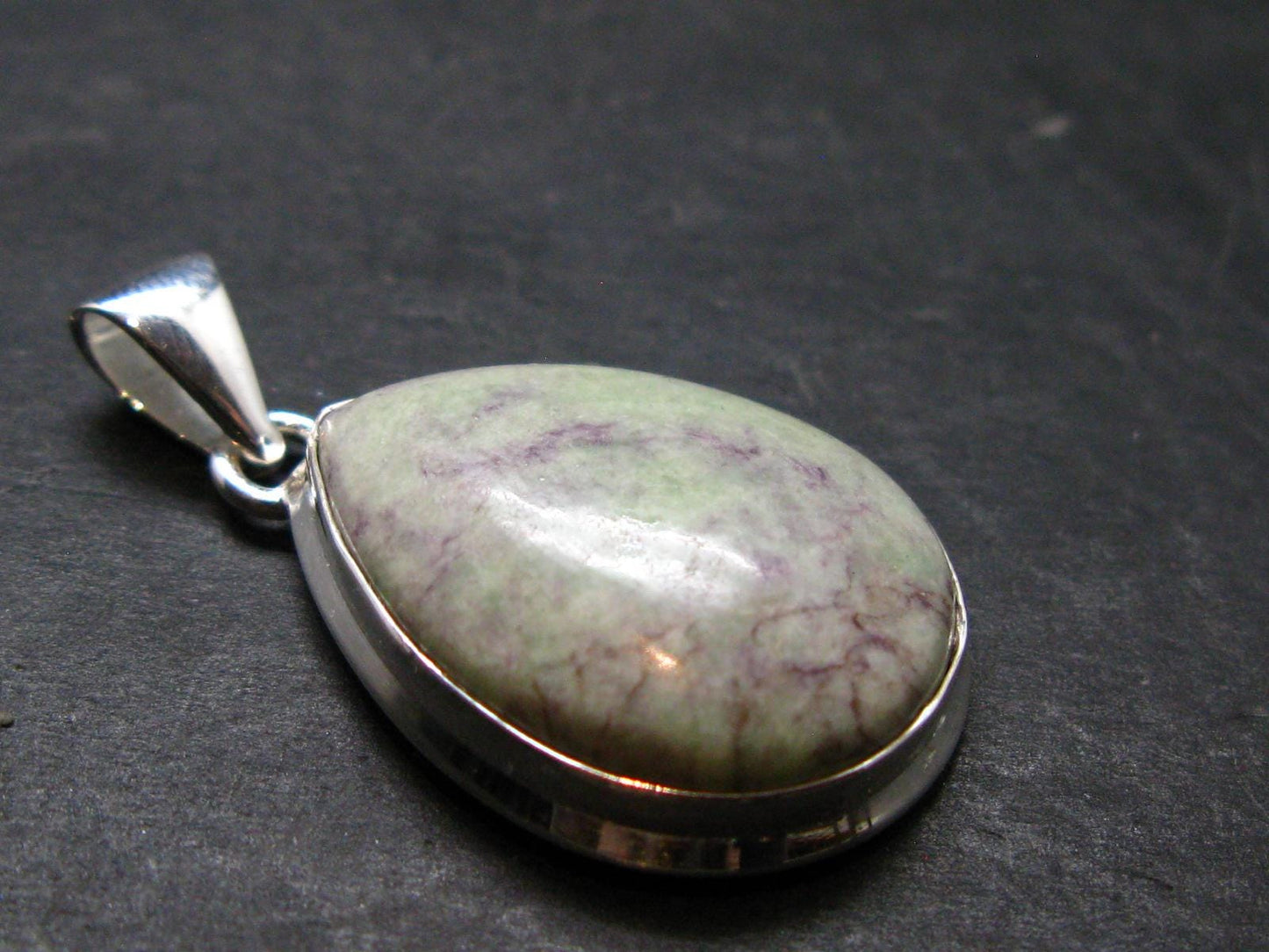 Raw Violet Kämmererite Kammererite Chrome Clinochlore Silver Plated Pendant from Turkey - 1.4" - 7.02 Grams