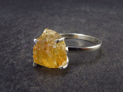 Stone of Success!! Natural Raw Golden Yellow Citrine Sterling Silver Ring - Size 10.25 - 3.17 Grams