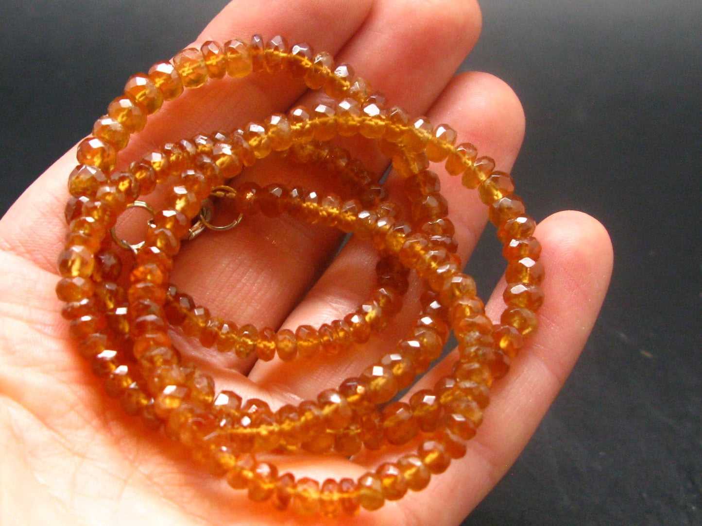 Gem Hessonite Orange Garnet Necklace Beads From Canada - 17"