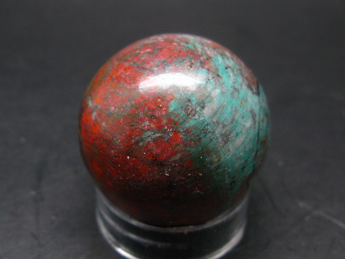 Crimson Cuprite w/ Chrysocola Sphere Ball from Mexico - 1.4" - 72.1 Grams
