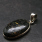 Very Rare Sterling Silver Nuumite Nuummite Pendant From Greenland - 1.3" - 7.1 Grams