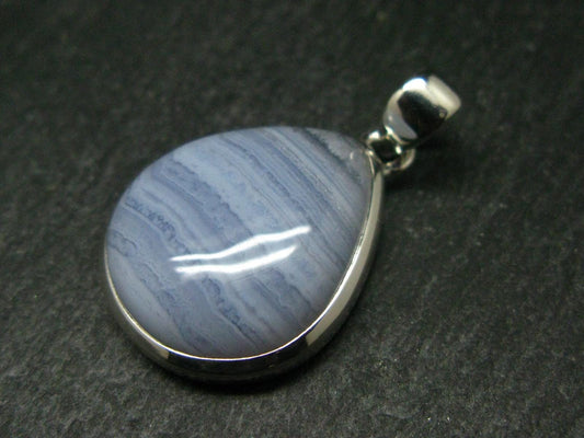 Gem of Ecology!! Large Soft Blue Lace Agate 925 Silver Pendant from Namibia - 1.4" - 7.88 Grams